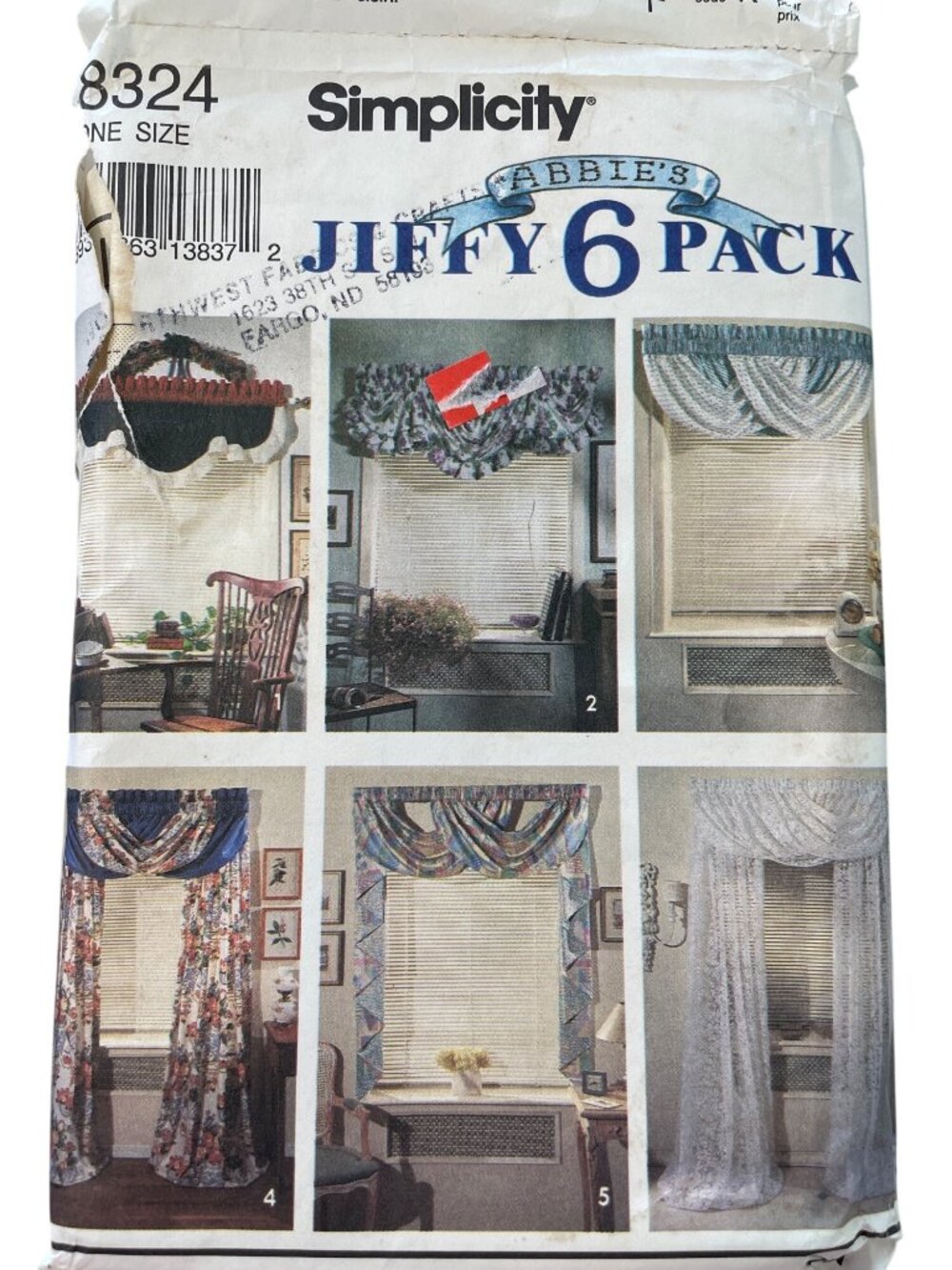 Vintage Simplicity 8324 Sewing Pattern Abbies Jiffy 6 Pack Window Treatments CUT